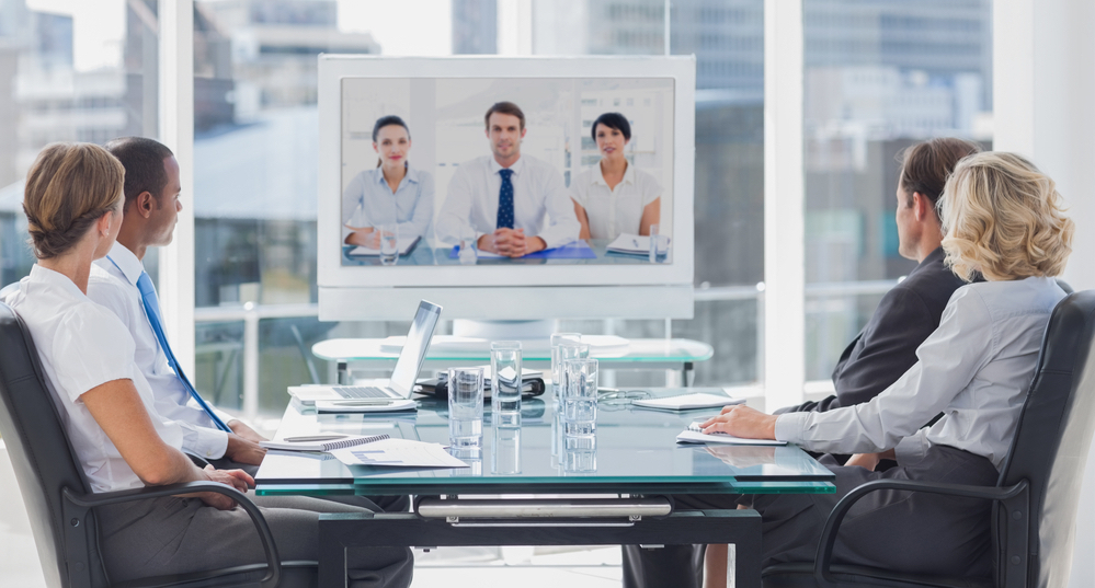 Business team having video conference